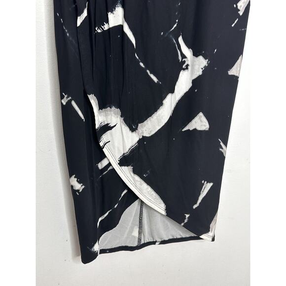 Tracy Reese Women Black Marble Sleeveless Faux Wrap Casual Dress Sz XS - Picture 3 of 7